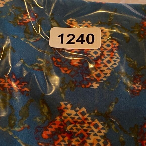 1240 LuLaRoe Leggings Size OS Blue Orange Hydranea Print New - Picture 4 of 5